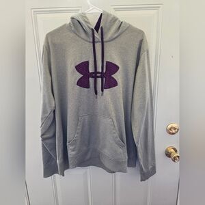 Under Armour Gray Hoodie with Purple Logo Size XL